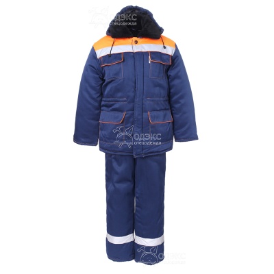 Костюм Трасса утепл.(к+бр., тк.смесовая, син.+оранж., СОП)