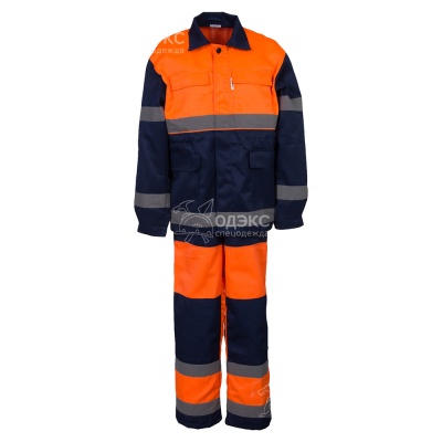 Костюм для дорожных работ (к+пк., тк. смесовая, оранж.+т.син. с СОП)